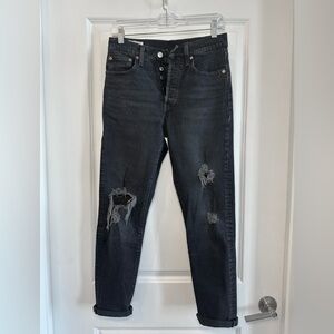 Black Levi 501 Skinny Jeans with rips
